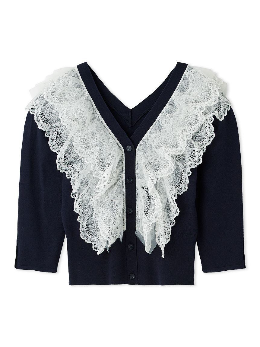 SNIDEL「チュールフリルニットプルオーバー」|ニット・セーター|NVY