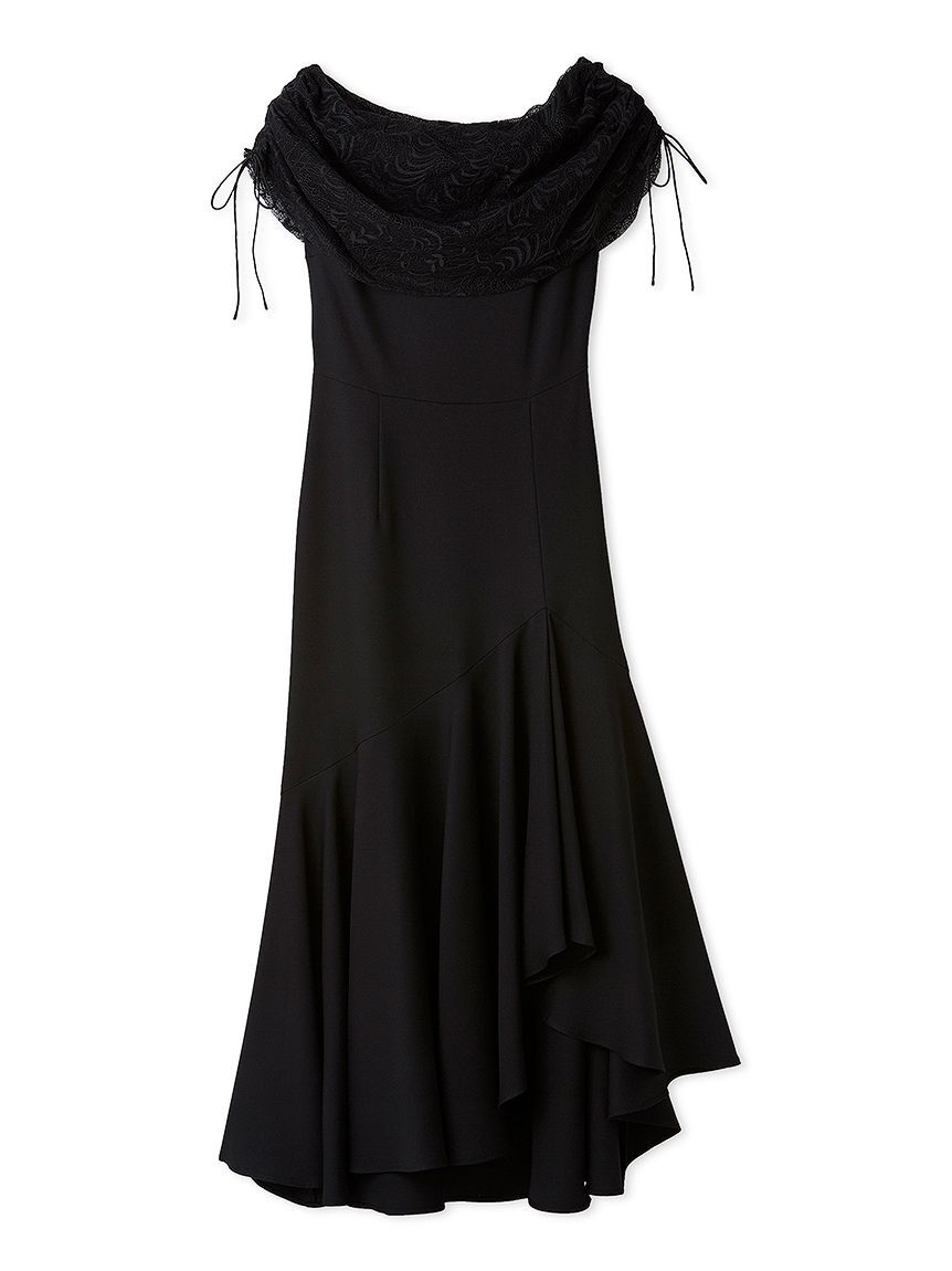 SNIDEL「ドレープケープマーメイドドレス」|ドレス|BLK