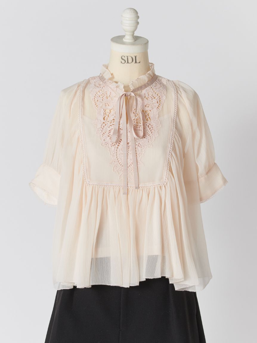 SNIDEL「エンブロイダリー楊柳ブラウス」|シャツ・ブラウス|