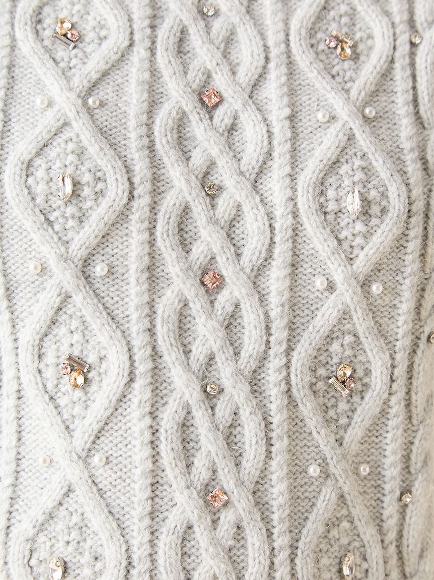 LILY BROWN「【WEB限定カラー】[L.B CANDY STOCK]シフォンリボンビジューニットトップス」|ニット・セーター|