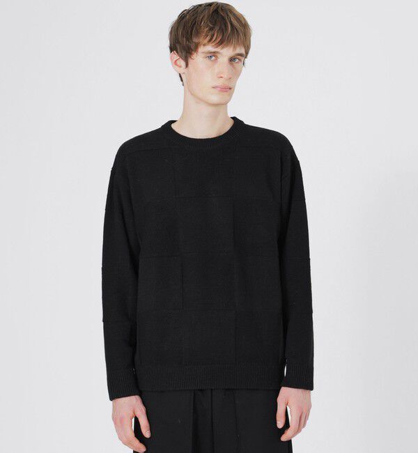  「クラフトブロッキングニット」|ニット・セーター|ブラック