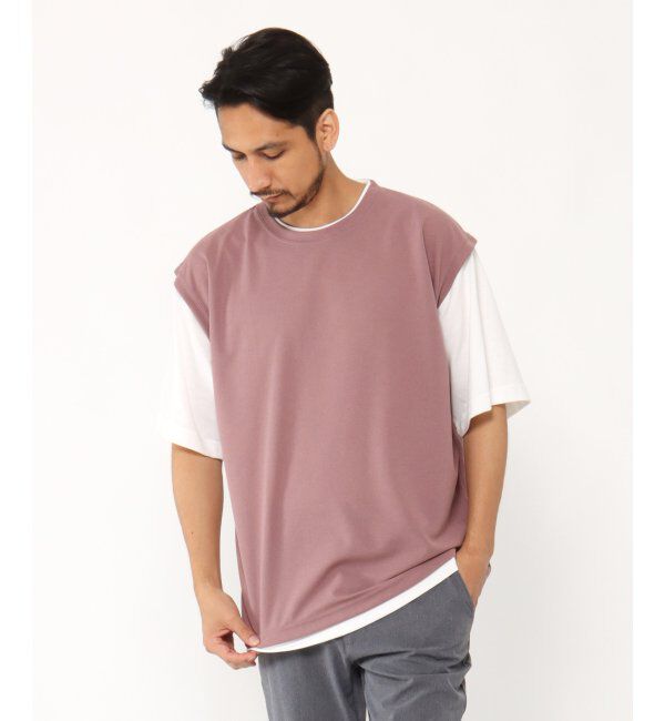 ikka「5分フェイクベストT」|Tシャツ・カットソー|ピンク