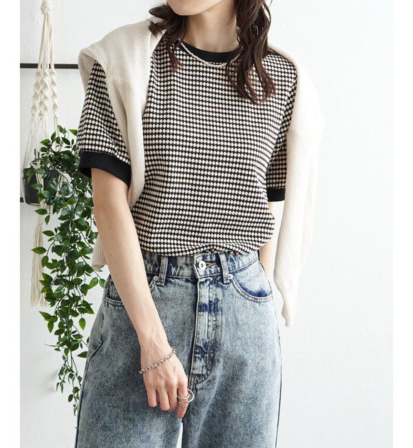 ikka「【雑誌 InRed 6月号掲載】ハニカム柄ジャガードカットソー」|Tシャツ・カットソー|