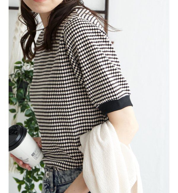 ikka「【雑誌 InRed 6月号掲載】ハニカム柄ジャガードカットソー」|Tシャツ・カットソー|