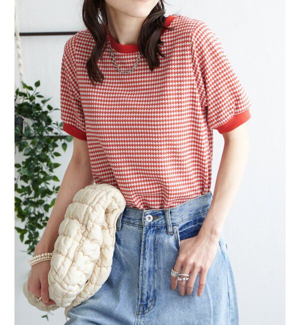ikka「【雑誌 InRed 6月号掲載】ハニカム柄ジャガードカットソー」|Tシャツ・カットソー|