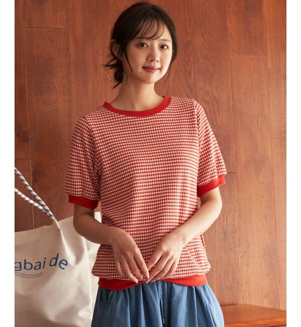 ikka「【雑誌 InRed 6月号掲載】ハニカム柄ジャガードカットソー」|Tシャツ・カットソー|