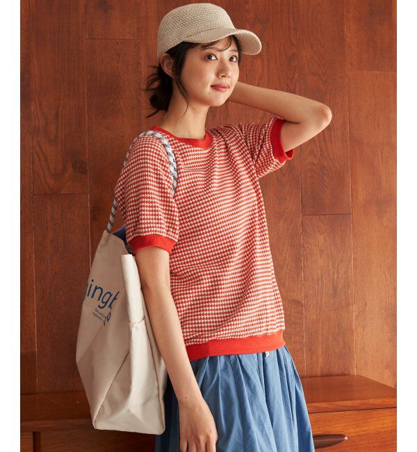 ikka「【雑誌 InRed 6月号掲載】ハニカム柄ジャガードカットソー」|Tシャツ・カットソー|