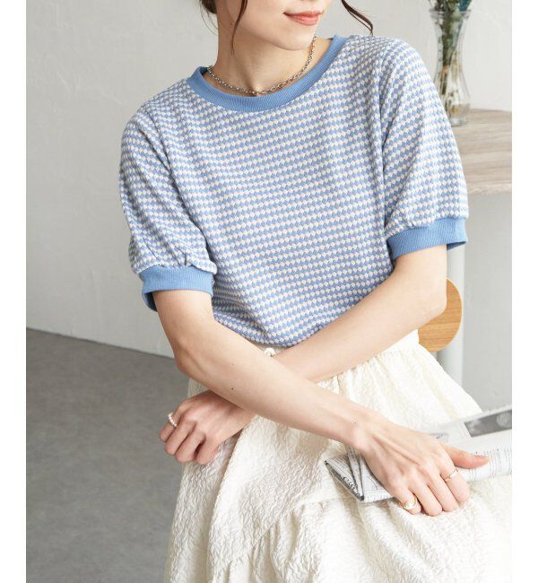 ikka「【雑誌 InRed 6月号掲載】ハニカム柄ジャガードカットソー」|Tシャツ・カットソー|