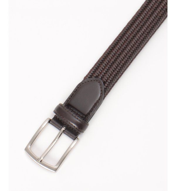 ikka「レザーストレッチメッシュベルト」|ダウンベスト・ベスト|