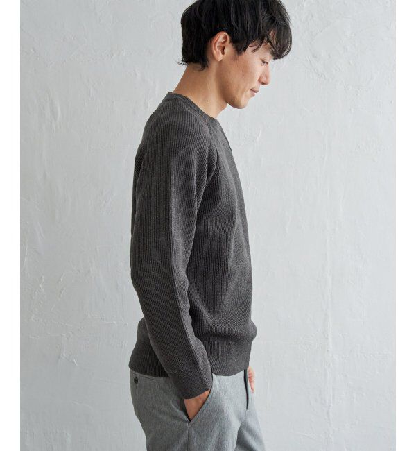 ikka「ウォッシャブル畦クルーネックニット」|プルオーバー|
