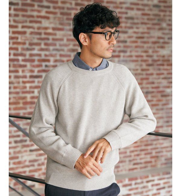 ikka「ウォッシャブル畦クルーネックニット」|プルオーバー|