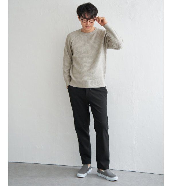 ikka「ウォッシャブル畦クルーネックニット」|プルオーバー|