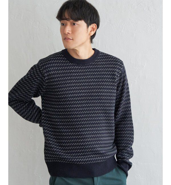 ikka「バーズアイニット」|プルオーバー|ネイビーブルー