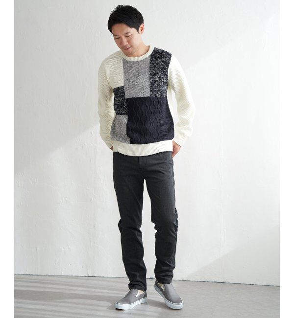 ikka「ブロックスメランジジャカードニット」|プルオーバー|