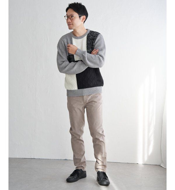 ikka「ブロックスメランジジャカードニット」|プルオーバー|