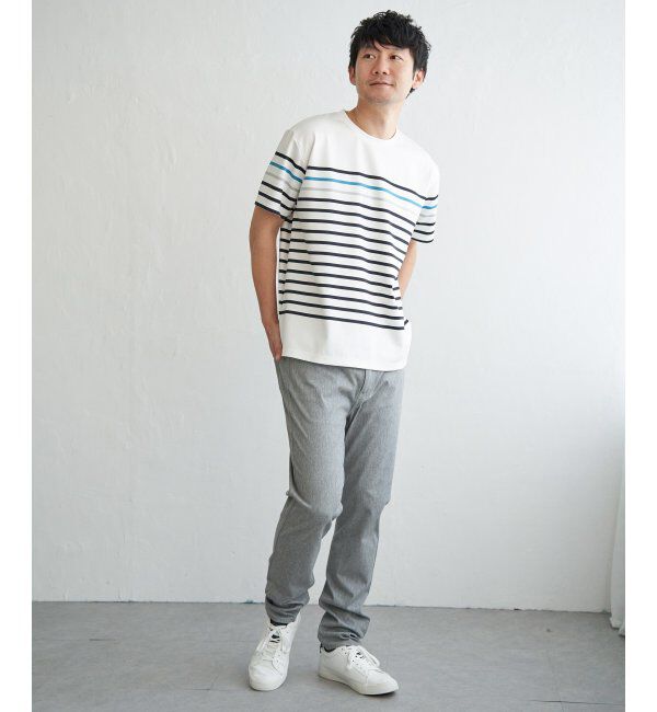 ikka「【接触冷感／吸水速乾】アーバンドライパネルボーダーTシャツ」|Tシャツ・カットソー|