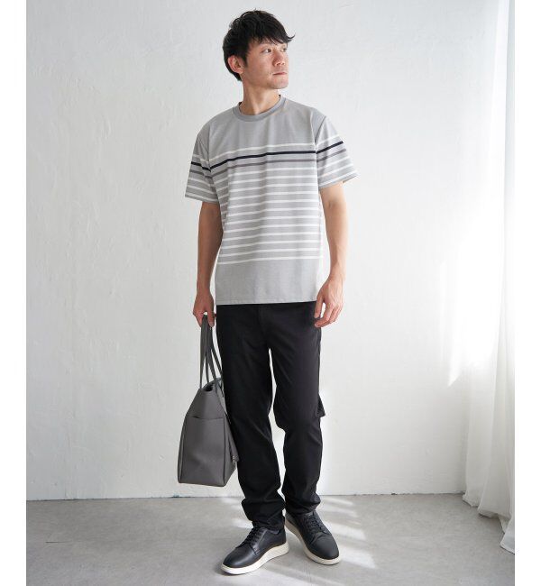ikka「【接触冷感／吸水速乾】アーバンドライパネルボーダーTシャツ」|Tシャツ・カットソー|