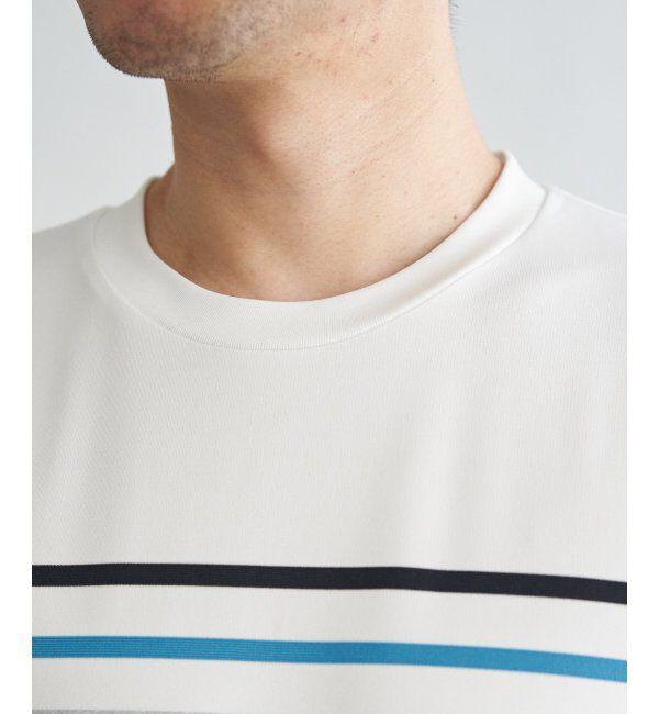 ikka「【接触冷感／吸水速乾】アーバンドライパネルボーダーTシャツ」|Tシャツ・カットソー|