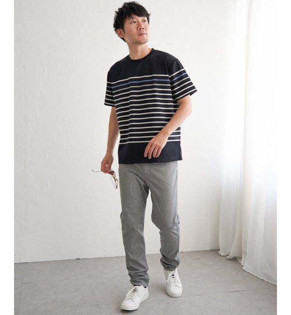 ikka「【接触冷感／吸水速乾】アーバンドライパネルボーダーTシャツ」|Tシャツ・カットソー|