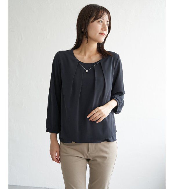 IKKA LOUNGE「ネックレス付き裾2段ブラウス」|シャツ・ブラウス|