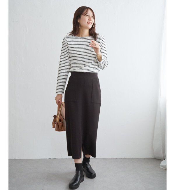 ikka「ストライプジャガードプルオーバー」|Tシャツ・カットソー|