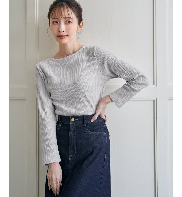 ikka「ストライプジャガードプルオーバー」|Tシャツ・カットソー|