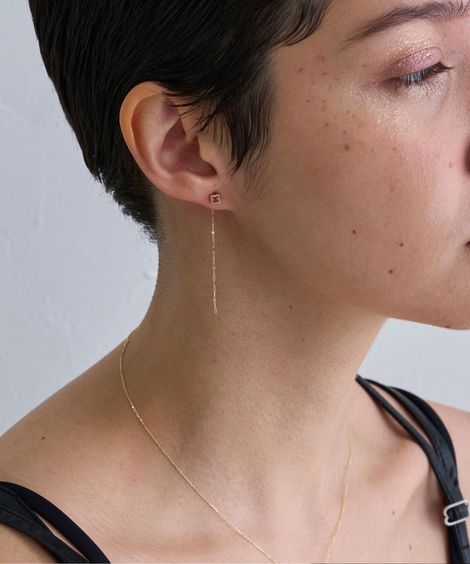 JUPITER「【K10】スクエア天然石ピアス/ピンクトルマリン」|ピアス|