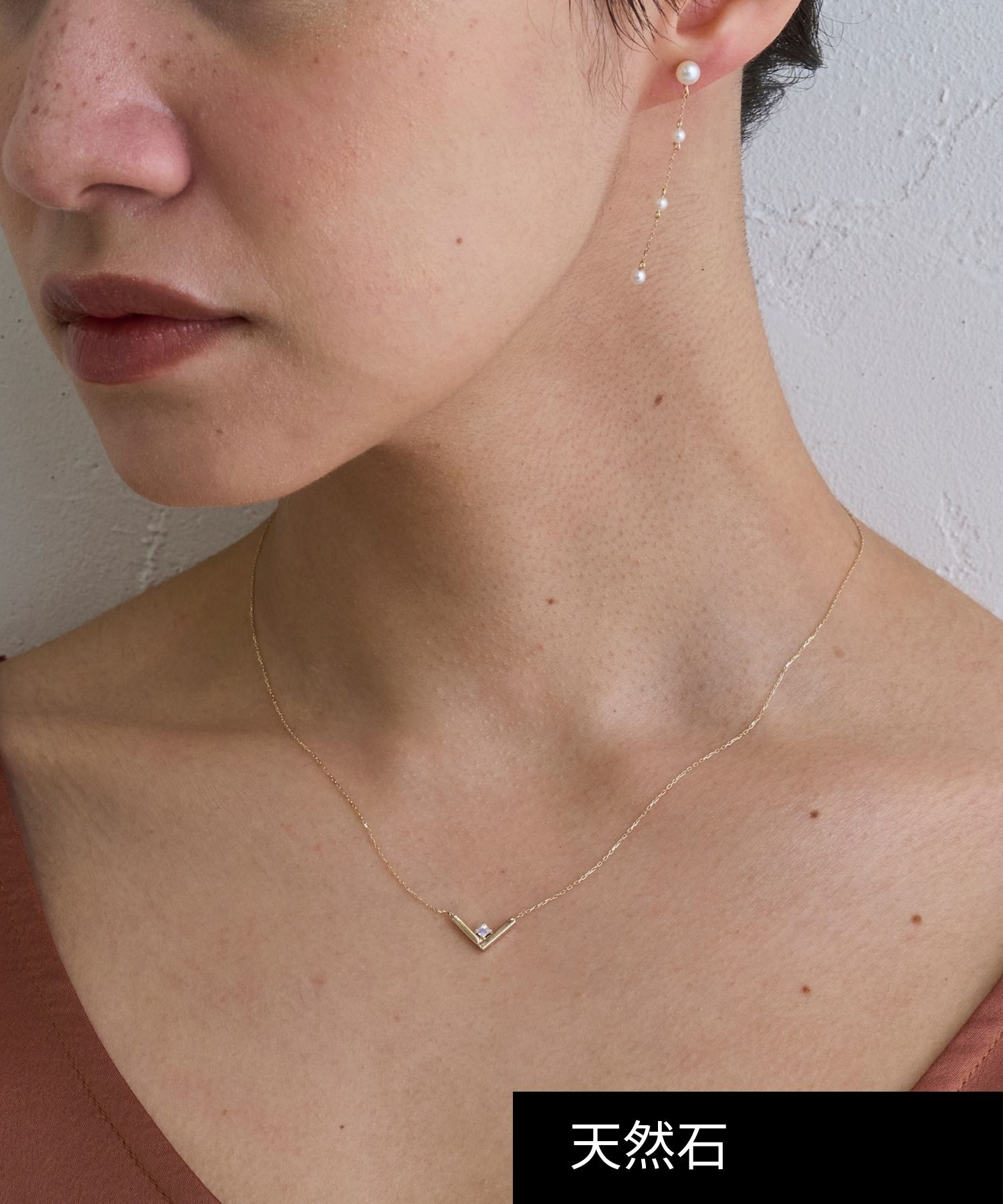 JUPITER「【K10】Vライン天然石ネックレス　ラブラドライト」|ネックレス|クリア