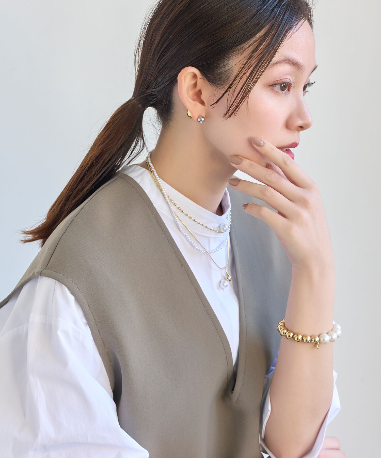 Phoebe「メタルボールゴムブレスレット　ゴールド」|ブレスレット・バングル|