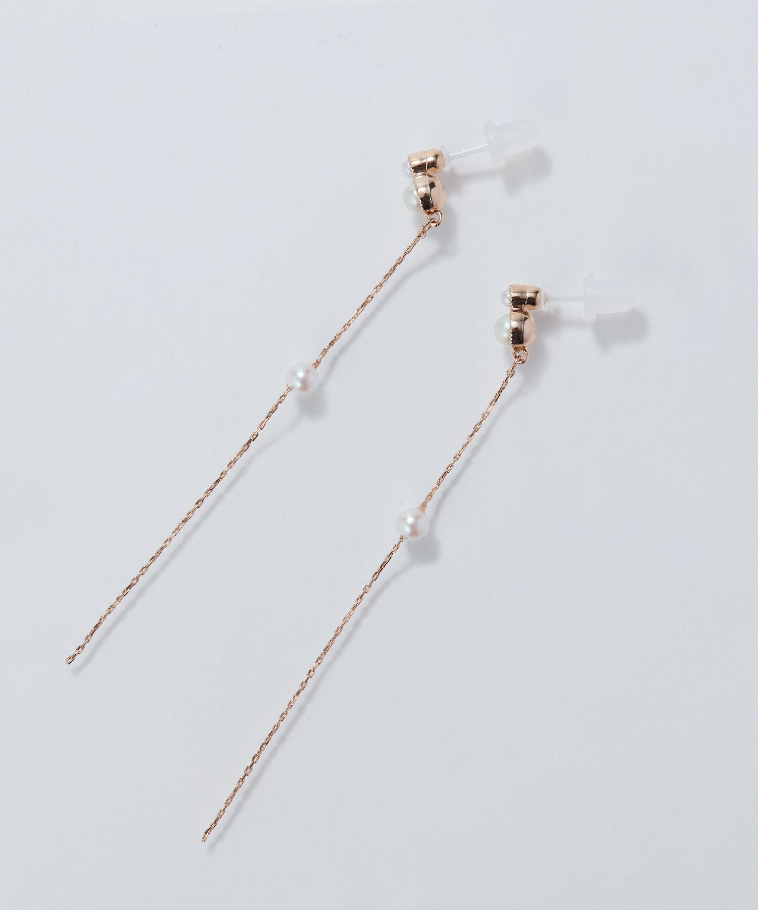 Phoebe「【金属アレルギー対応】ルミナスパールロングセラミックピアス　シャンパンゴールド」|ピアス|