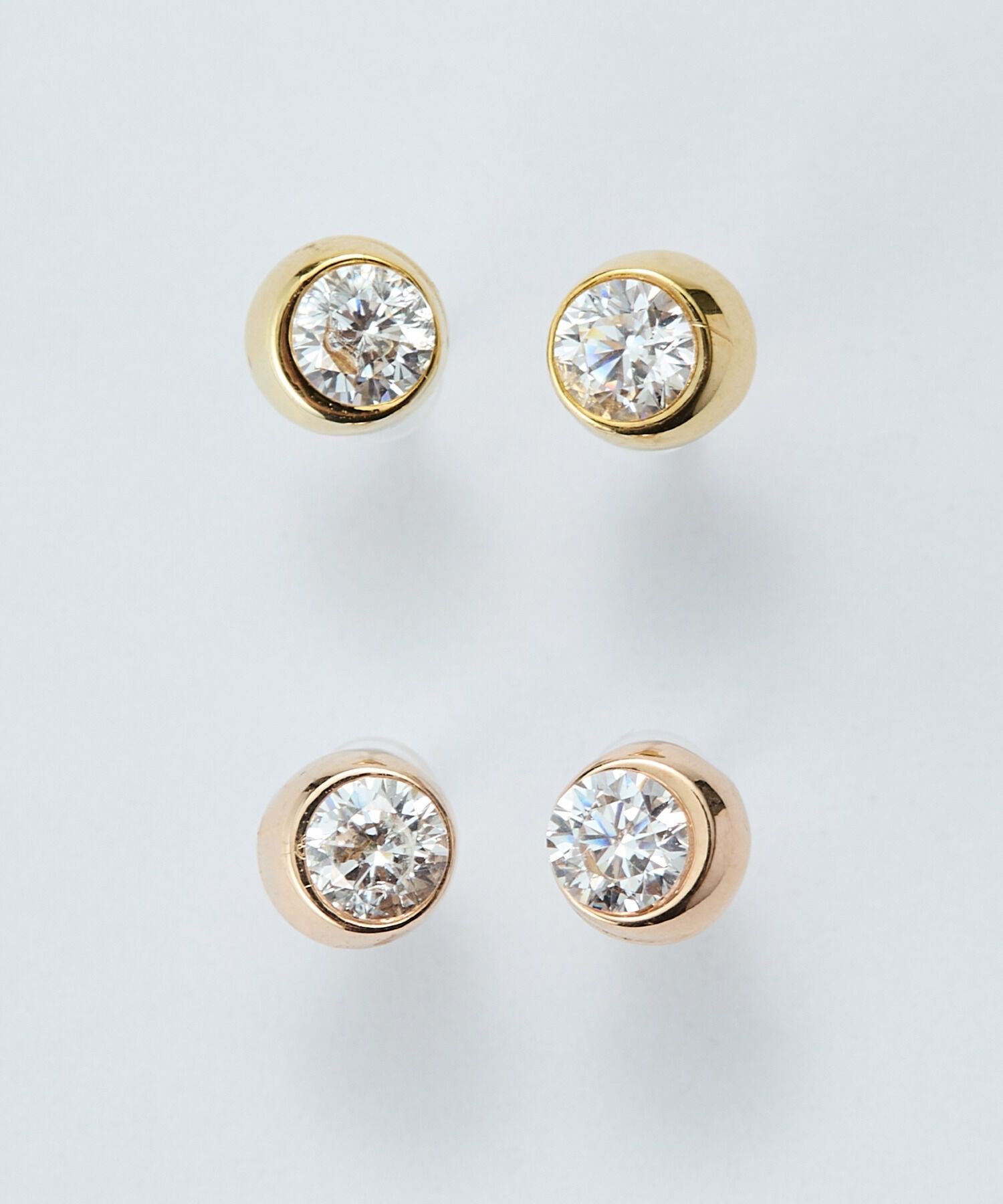 Phoebe「【金属アレルギー対応】ムーンライトビジューセラミックピアス　シャンパンゴールド」|ピアス|