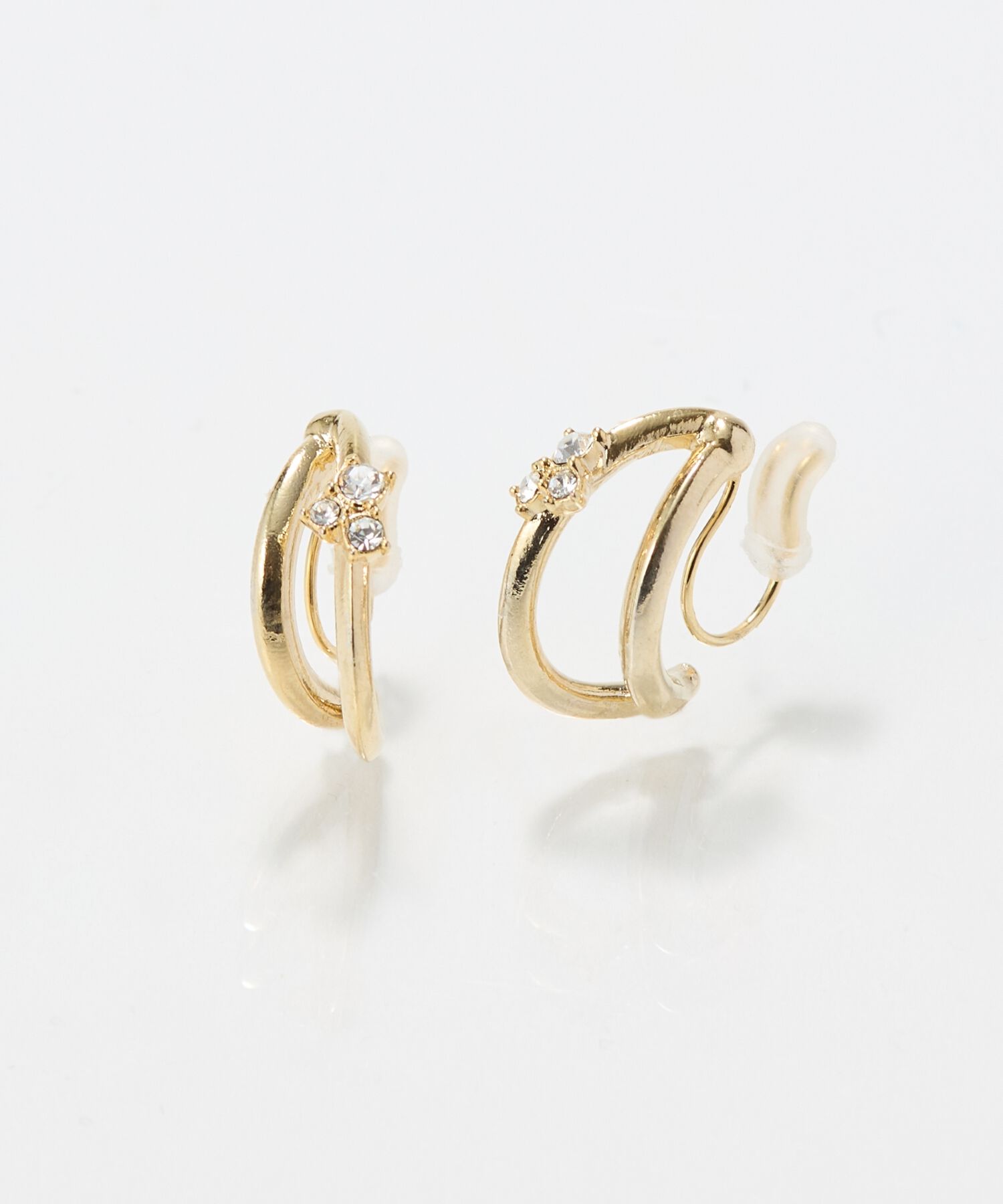 Phoebe「【痛くないシリーズ/アレルギー対応】シャイニーダブルフープライトフィットイヤリング　ゴールド」|イヤリング|