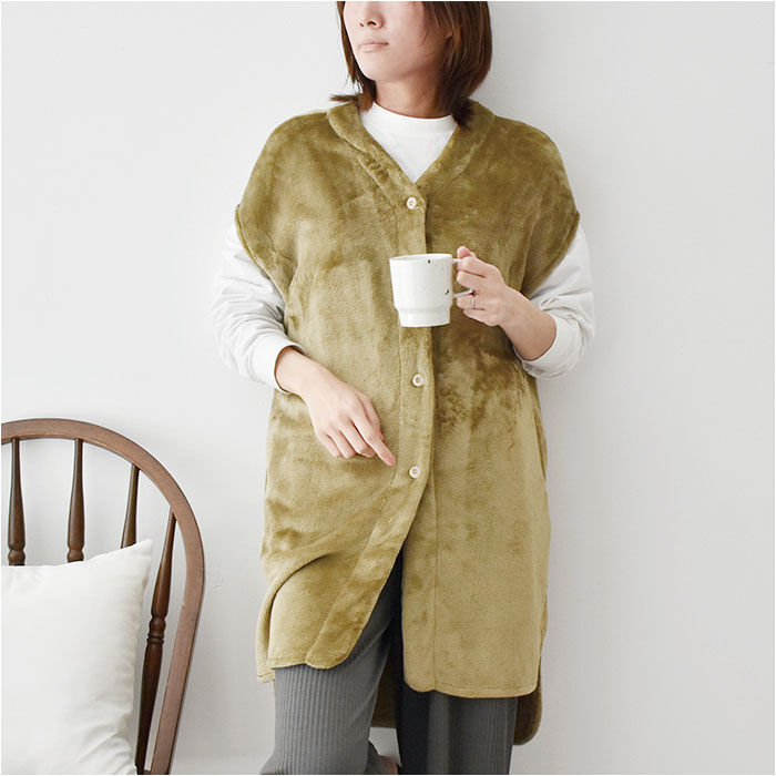 BACKYARD FAMILY「ルームウェア 上着 ベスト 通販 ロングベスト 部屋着 羽織 フリースベスト 着るブランケット」|ルームウェア|