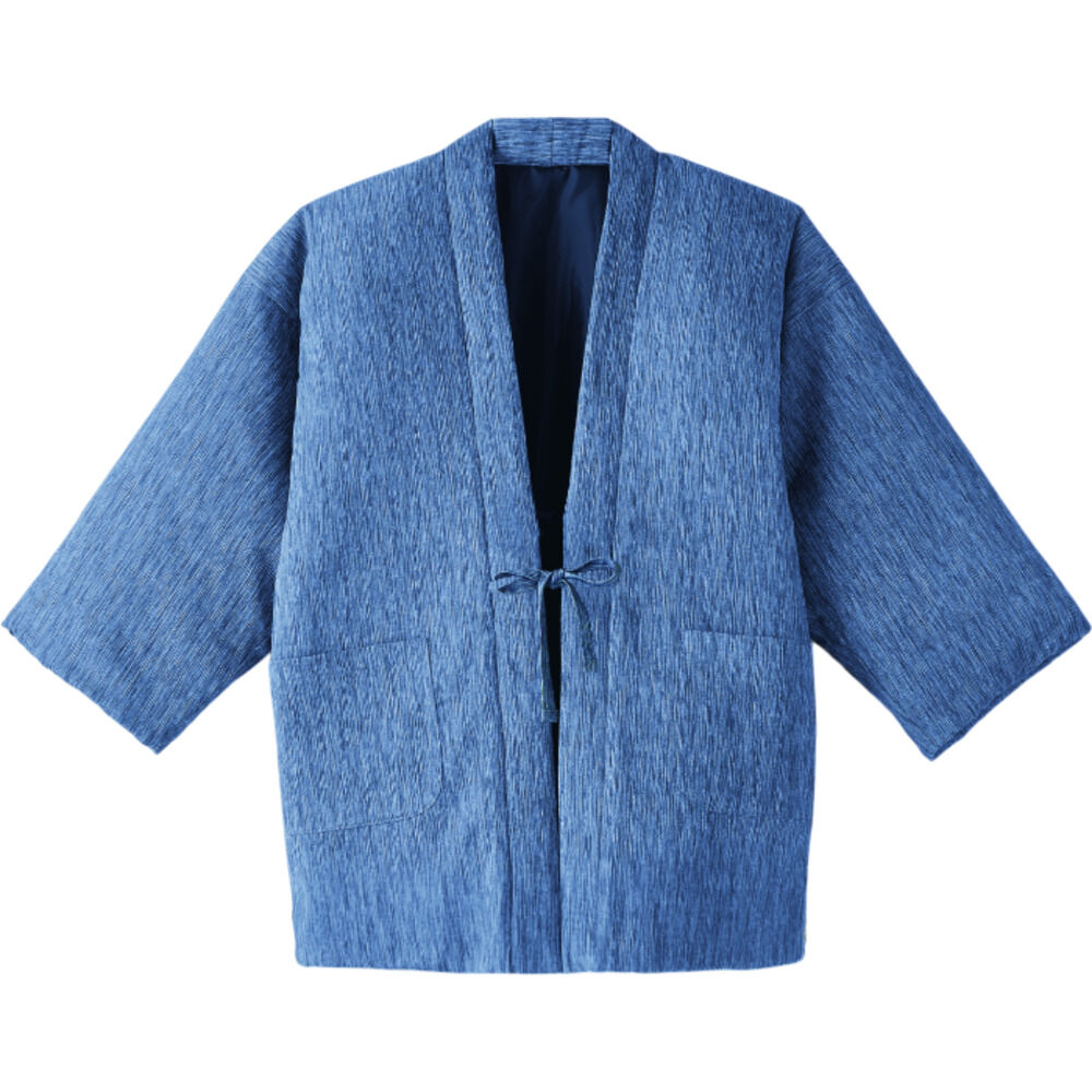 BACKYARD FAMILY「高島ちぢみ はんてん 中綿 通販 袢纏 半纏 ハンテン 部屋着 ルームウェア ルームウエア 羽織」|ルームウェア|ブルー1