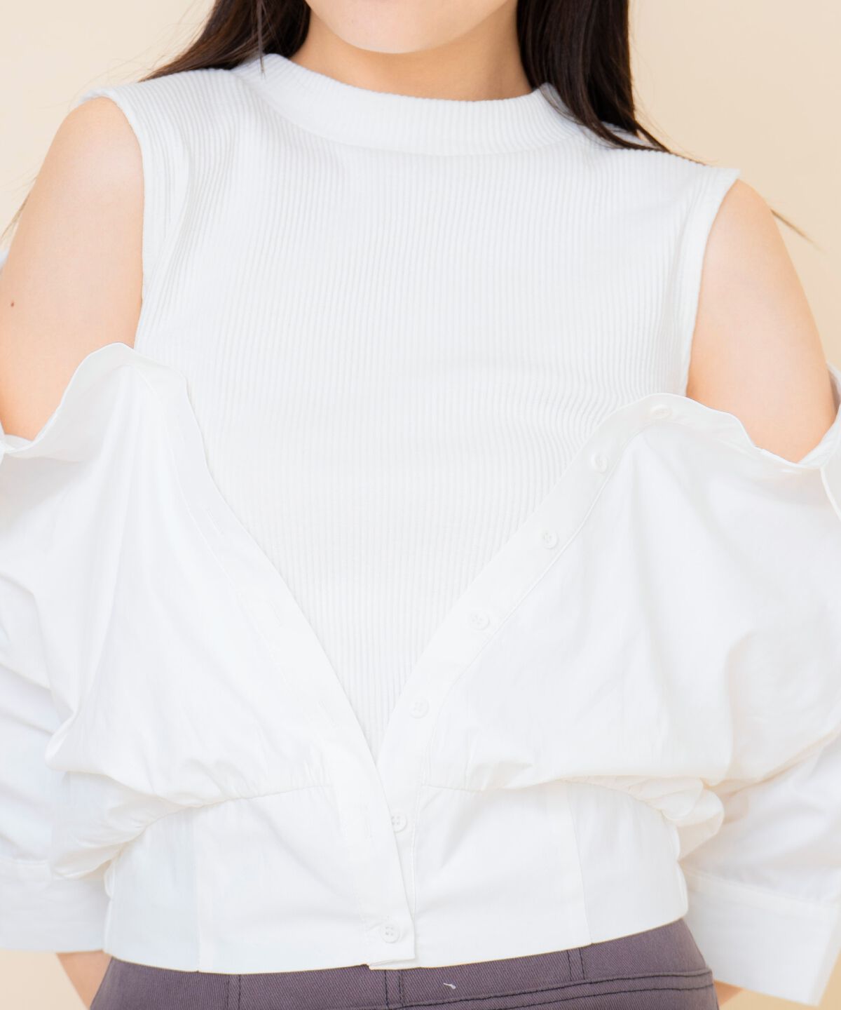 REDYAZEL「シャツレイヤードトップス」|Tシャツ・カットソー|