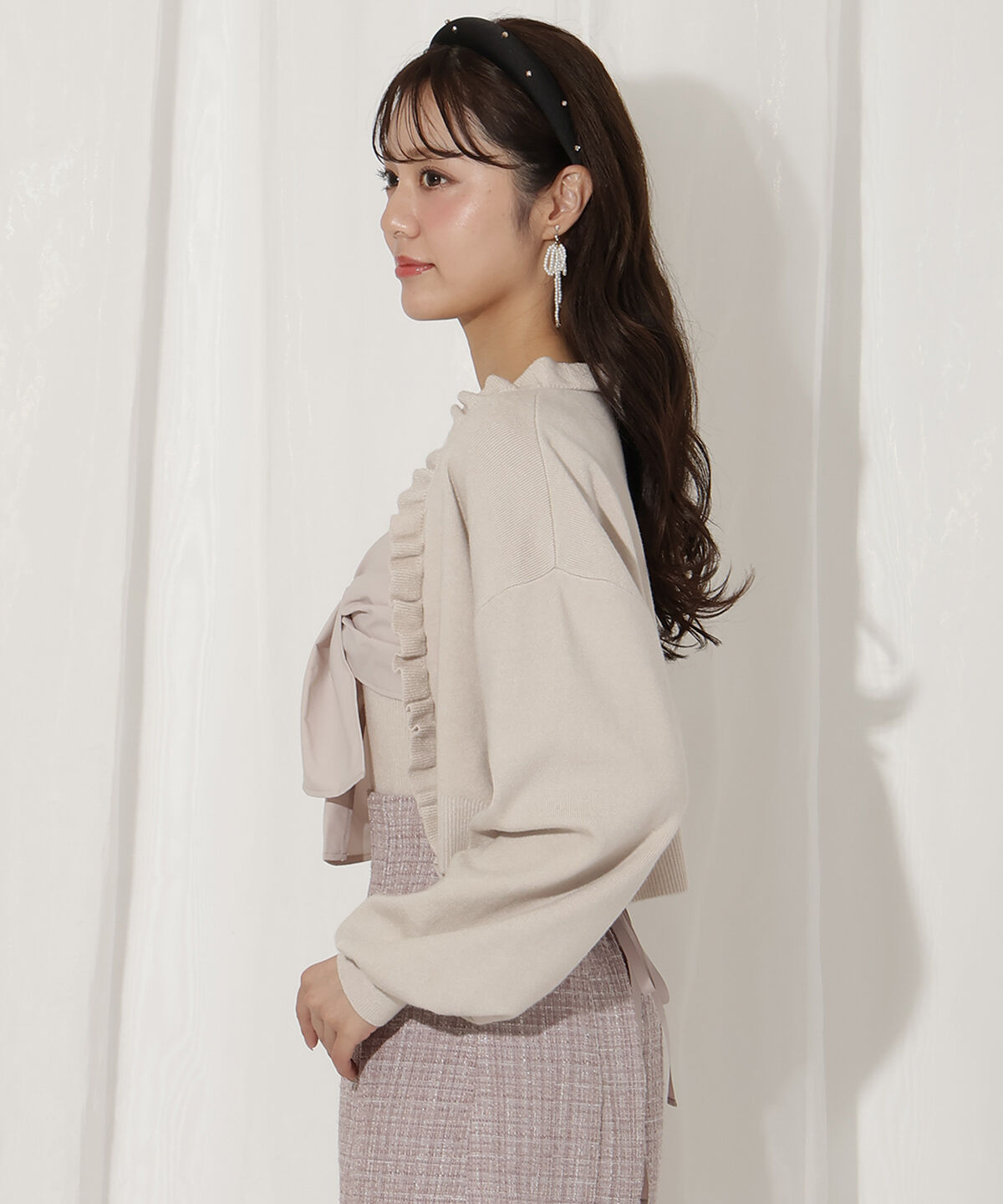 WILLSELECTION「フリルカーディガン&times;リボンキャミセット」|カーディガン|