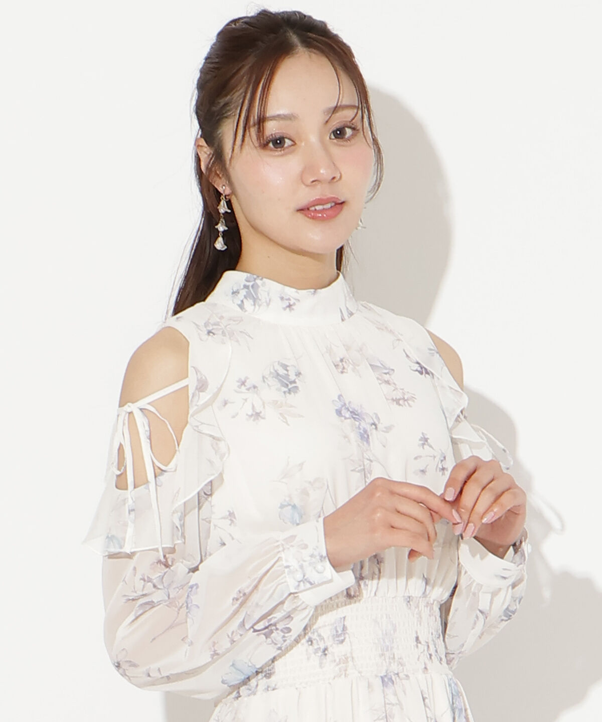 WILLSELECTION「フラワープリントフリルスリーブワンピース」|ワンピース|