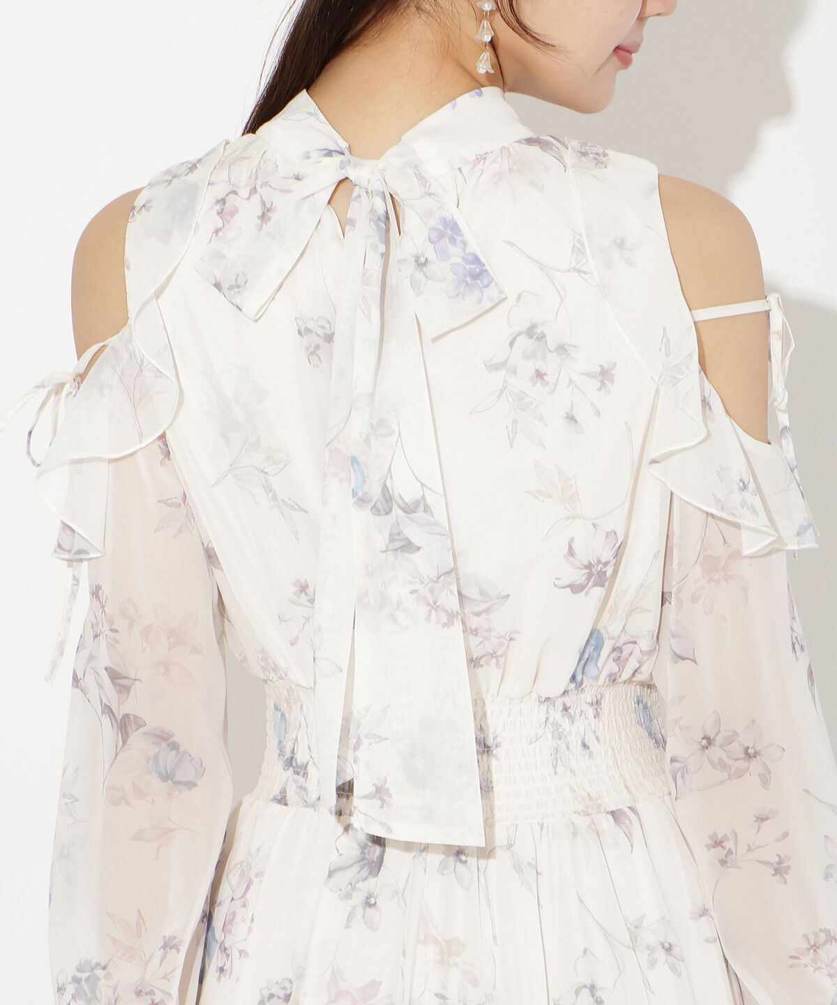 WILLSELECTION「フラワープリントフリルスリーブワンピース」|ワンピース|