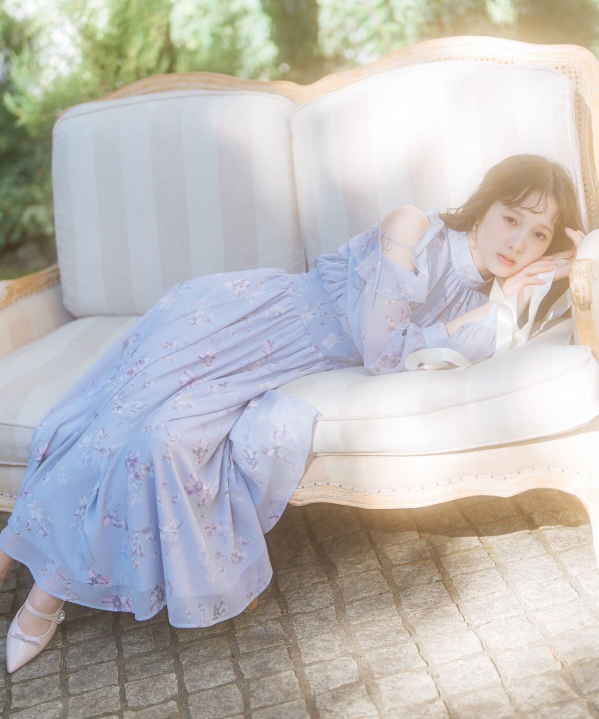 WILLSELECTION「フラワープリントフリルスリーブワンピース」|ワンピース|ﾊﾟｰﾌﾟﾙ系花柄