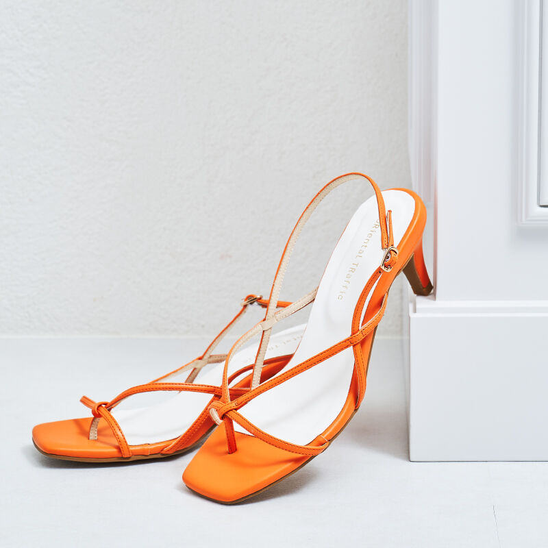 ORiental TRaffic「【定番】スクエアトゥトングヒールサンダル/21239 サンダル 人気 トレンド ヒール6.8cm」|サンダル|ORANGE