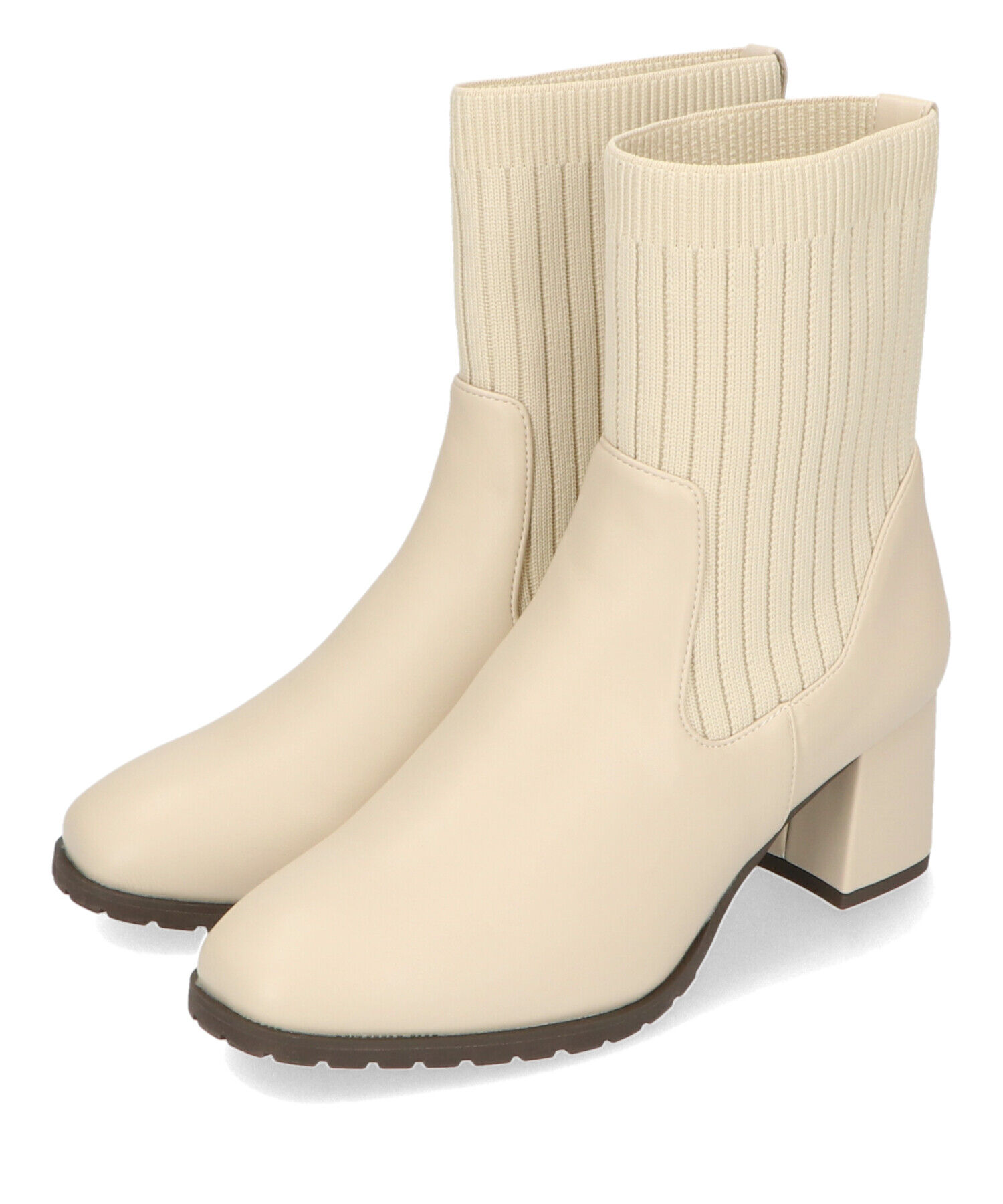 ORiental TRaffic「【 美脚 】スクエアトゥ ニット ヒール ブーツ /31403  足首柔らか ヒール6cm」|ショートブーツ|