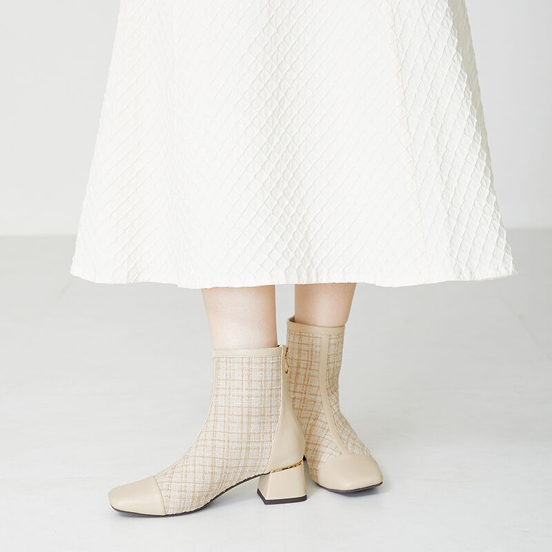 ORiental TRaffic「ツイード 切替 ブーツ /31427 ショートブーツ」|ショートブーツ|