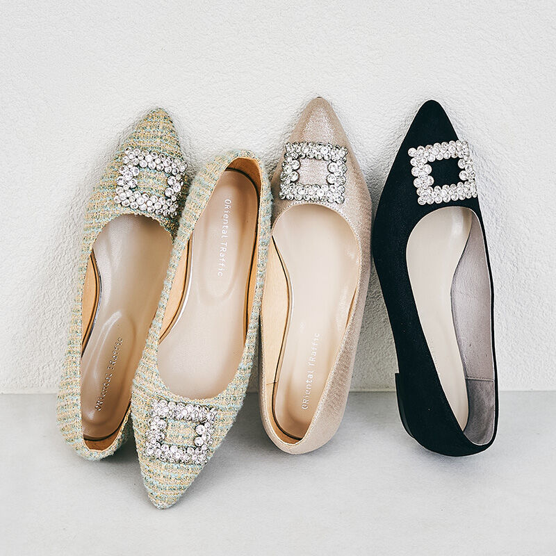 ORiental TRaffic「ビジューモチーフポインテッドトゥパンプス/41113 フラット」|パンプス|