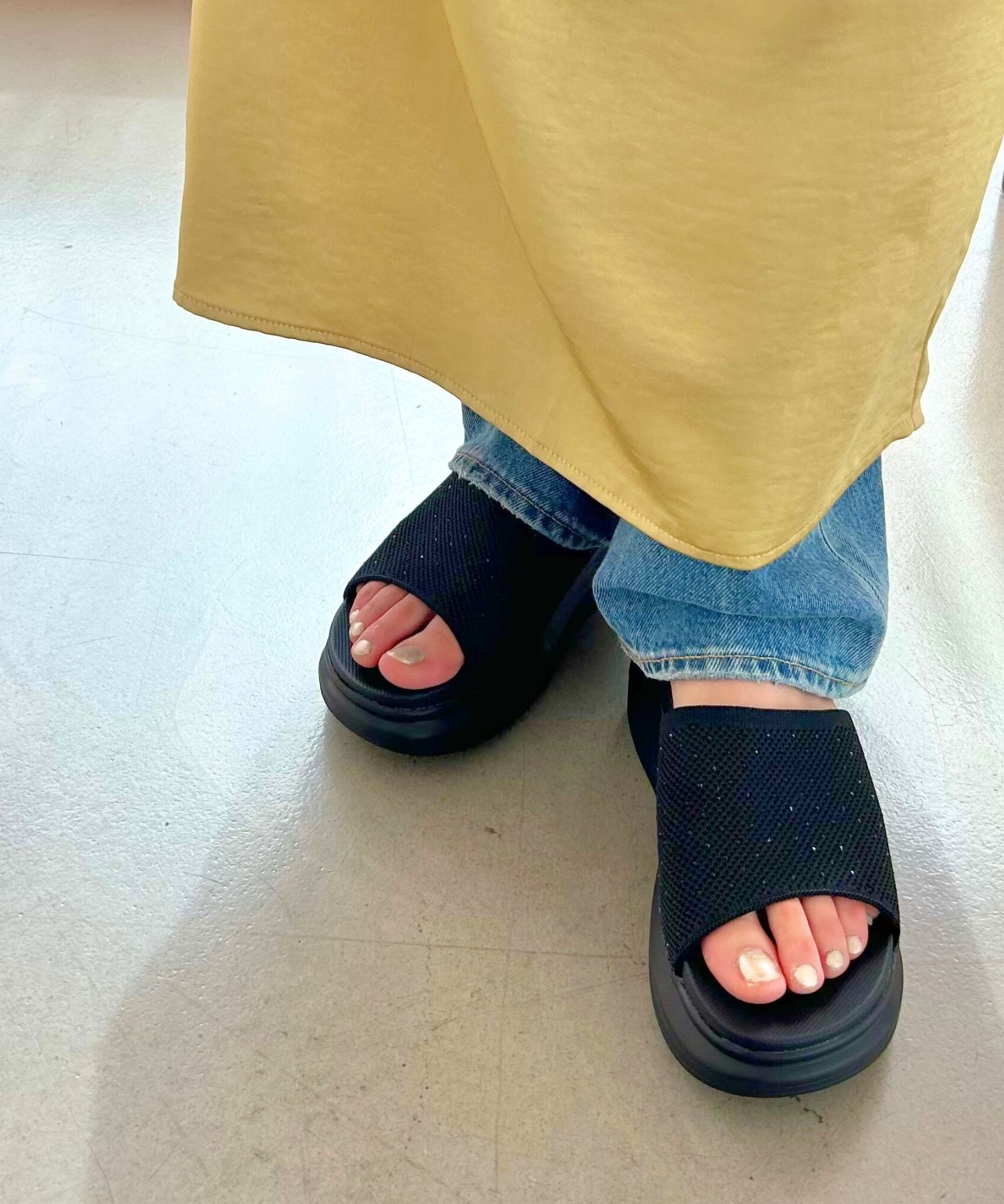 WA Oriental TRaffic「【トレンド】ラインストーンニットミュールサンダル/42204 人気 売れてる」|サンダル|