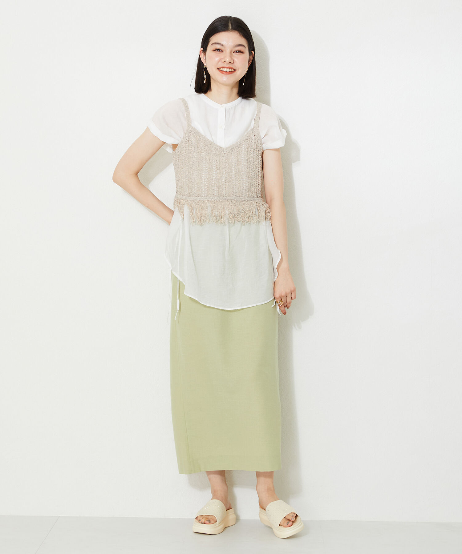 WA Oriental TRaffic「【トレンド】ラインストーンニットミュールサンダル/42204 人気 売れてる」|サンダル|