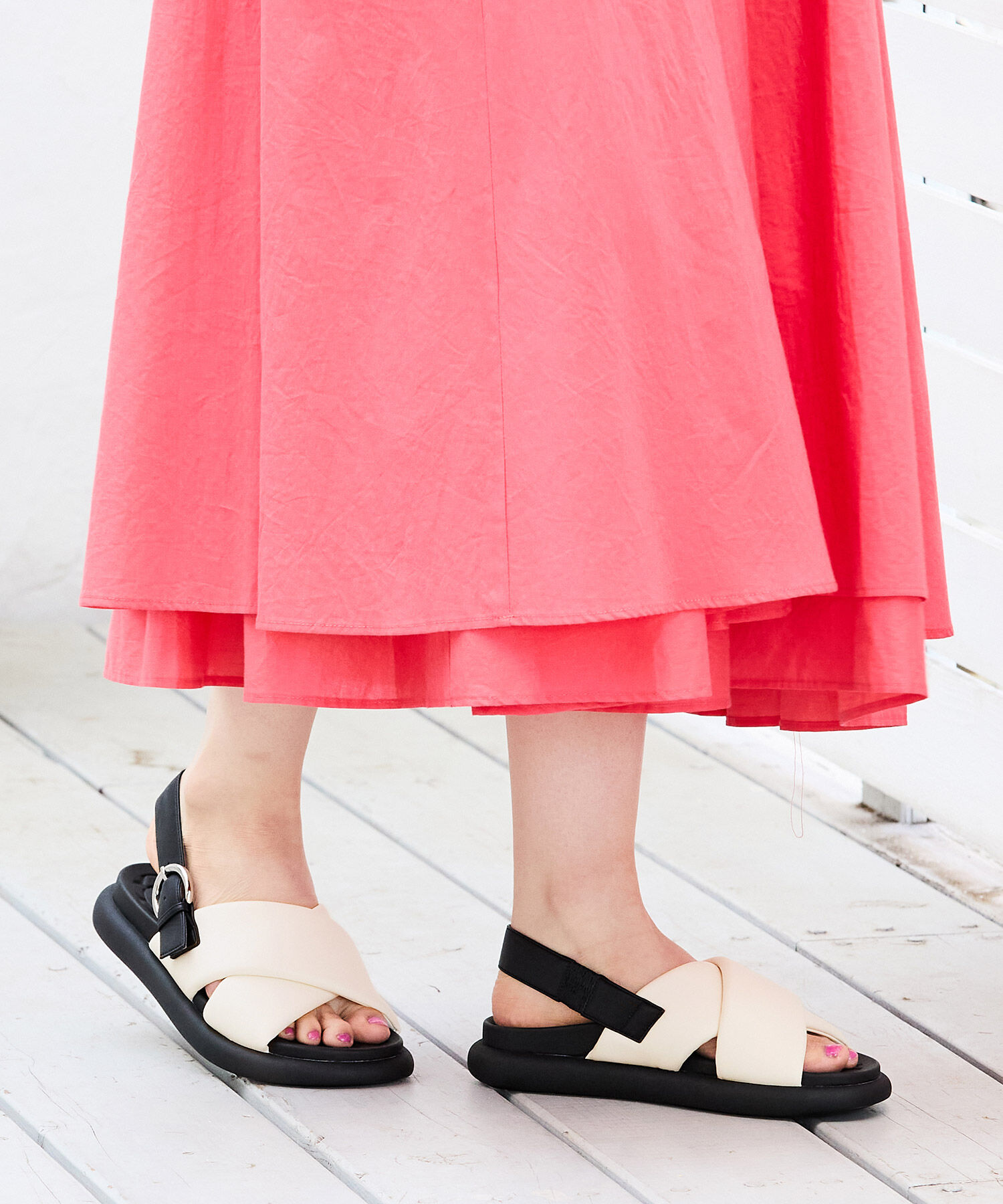 ORiental TRaffic「クロスベルトコンフォートサンダル/41240 サンダル フラット フィット 人気 売れてる トレンド」|サンダル|