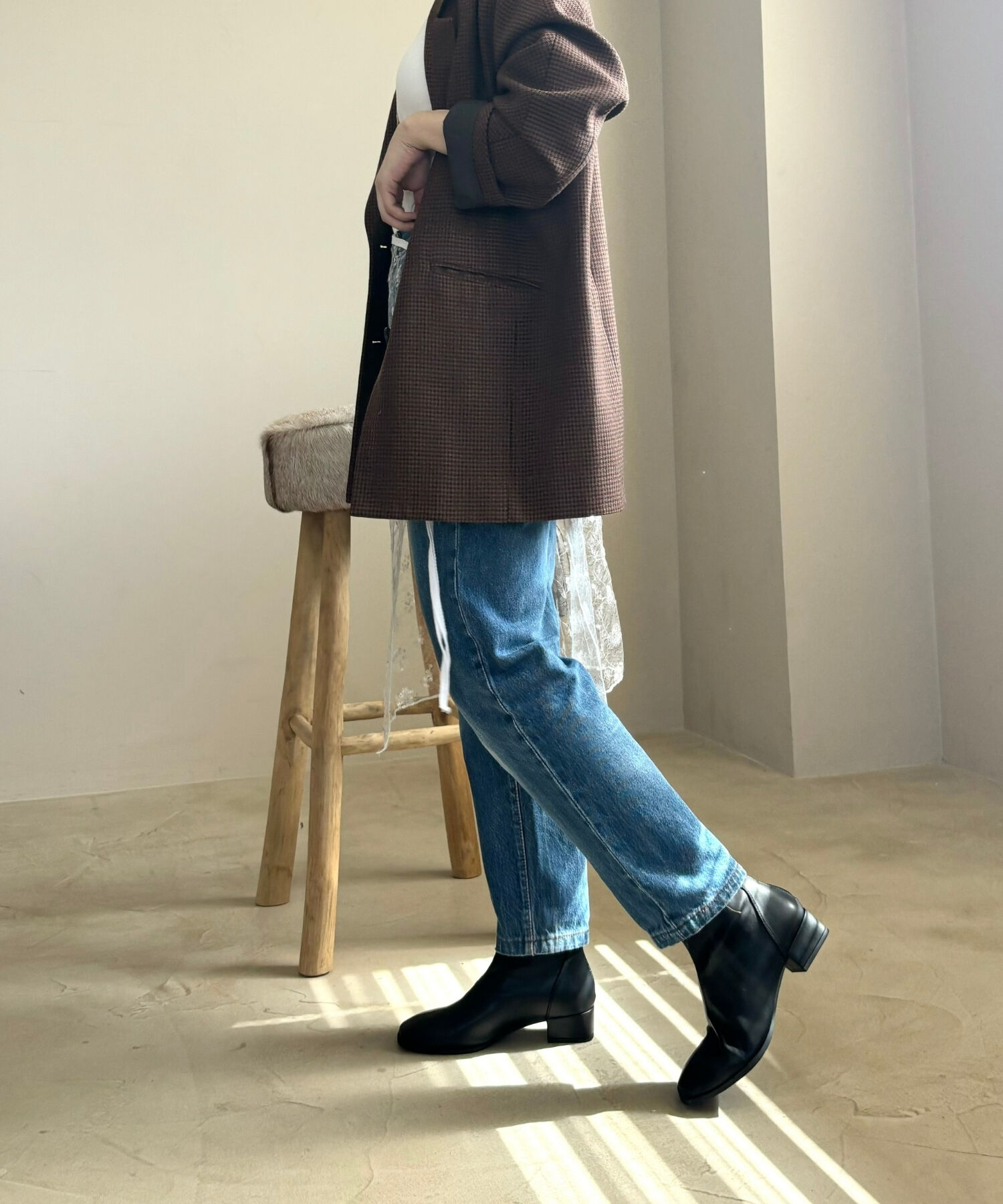 WA Oriental TRaffic「●2024秋冬新作●バックジップスクエアトゥストレッチブーツ/42403」|ショートブーツ|