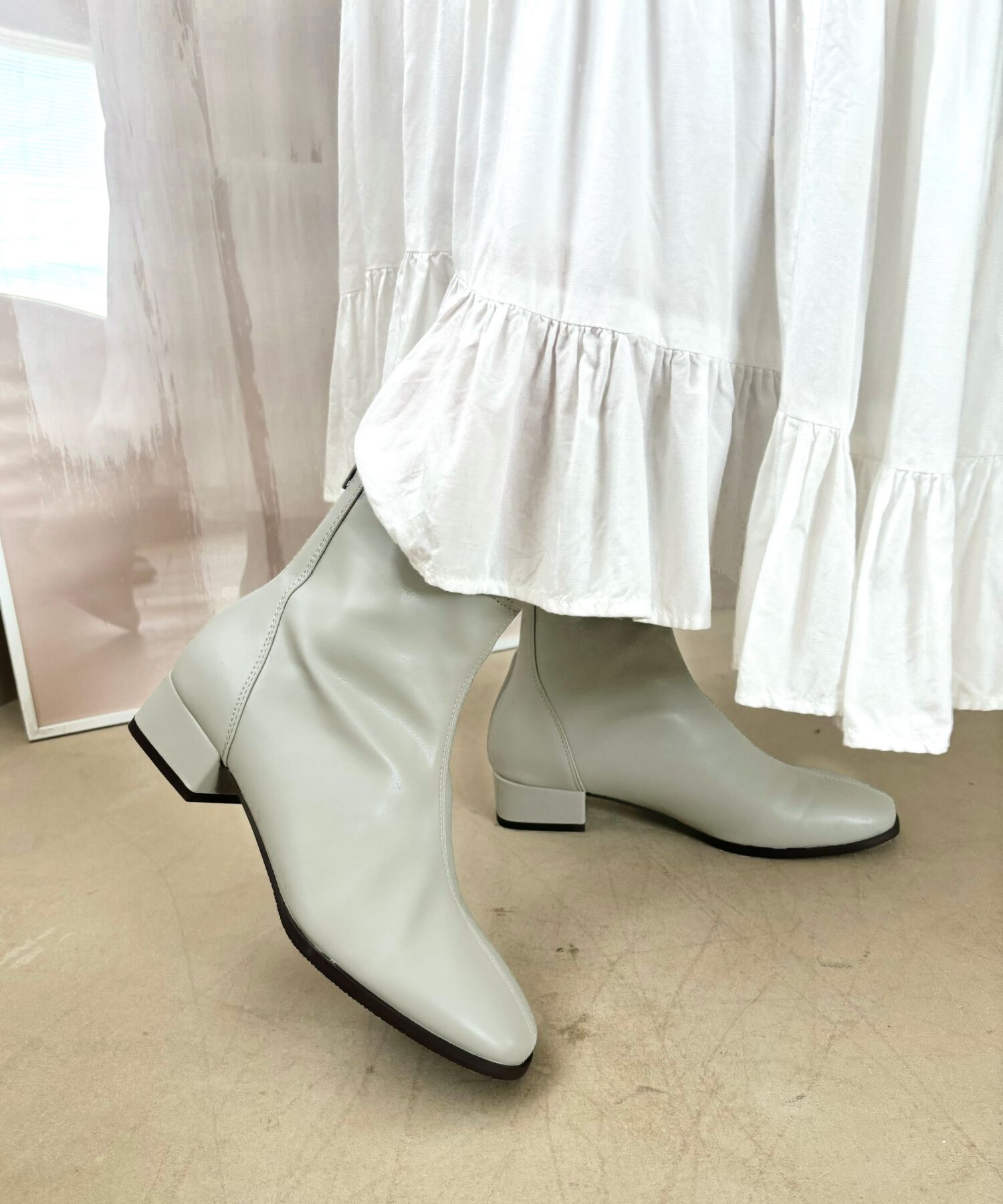 WA Oriental TRaffic「●2024秋冬新作●バックジップスクエアトゥストレッチブーツ/42403」|ショートブーツ|