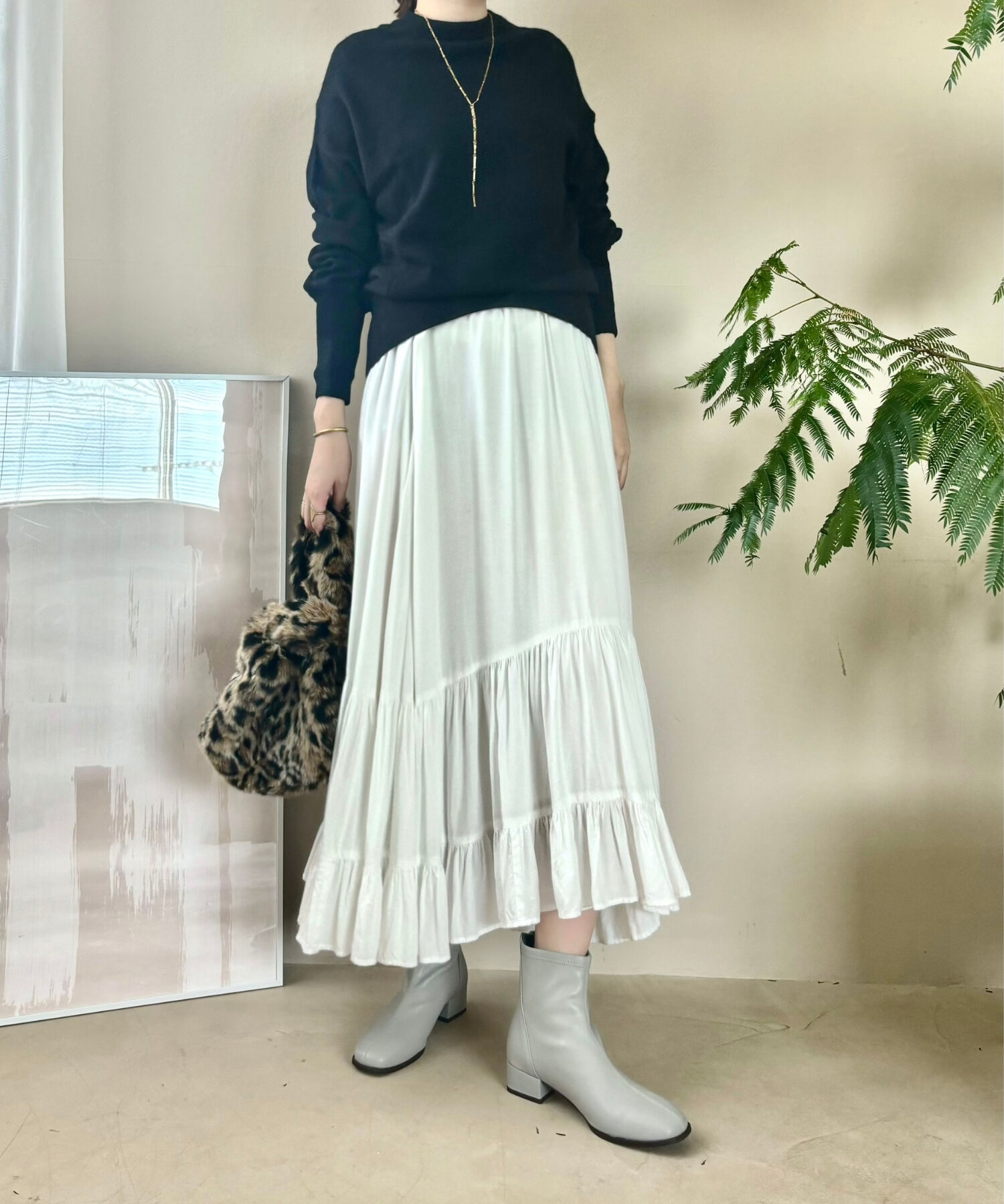 WA Oriental TRaffic「●2024秋冬新作●バックジップスクエアトゥストレッチブーツ/42403」|ショートブーツ|