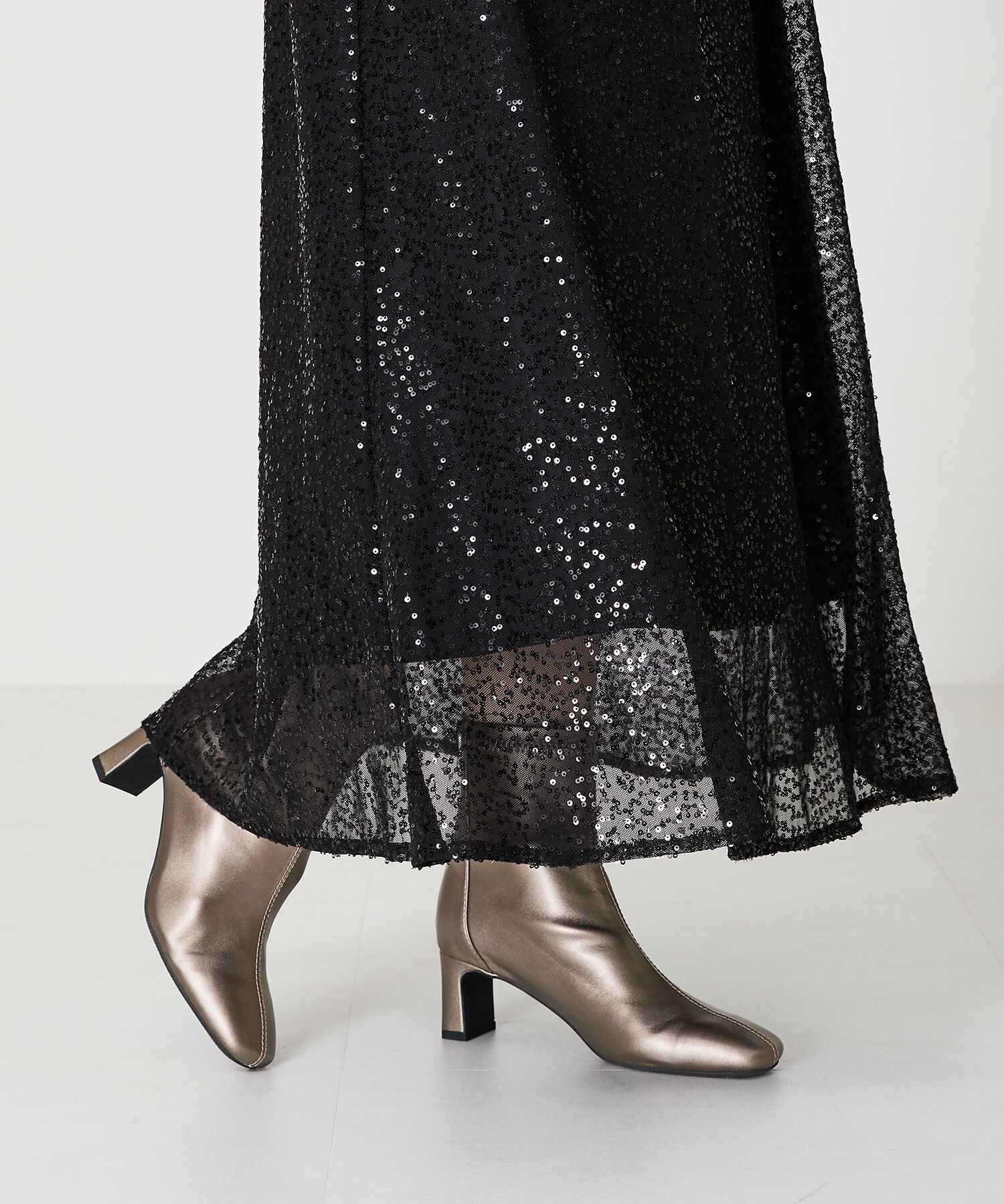 ORiental TRaffic「●2024秋冬新作●ストレッチヒールバックジップブーツ/41406」|ショートブーツ|GUNMETAL